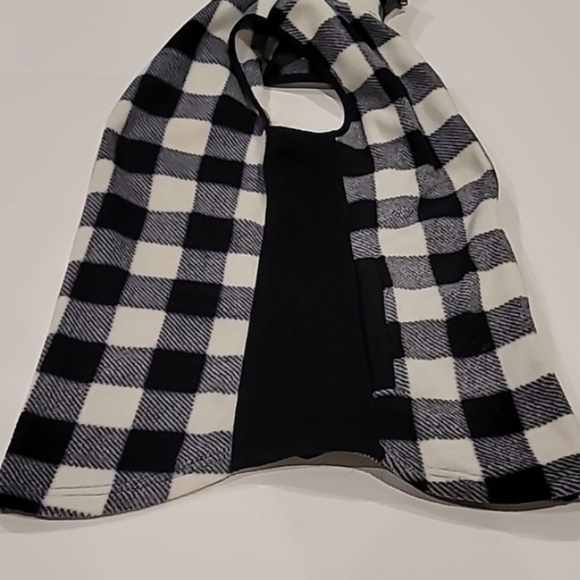 Chaps Fleece Buffalo Plaid High Zipper Neck Vest Black White Small - Picture 6 of 9